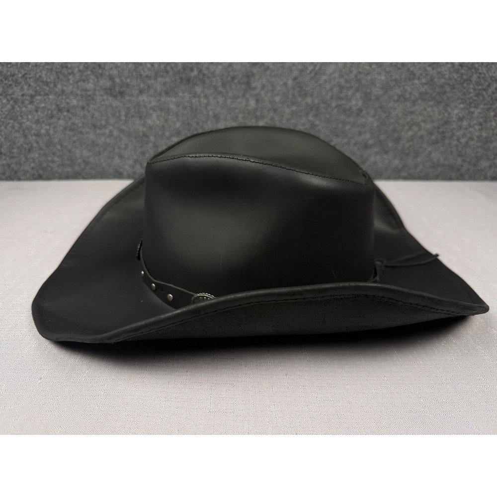 Stetson Rodeo Dr Collection Black Leather Cowboy Hat Studded Concho Large - Picture 3 of 13